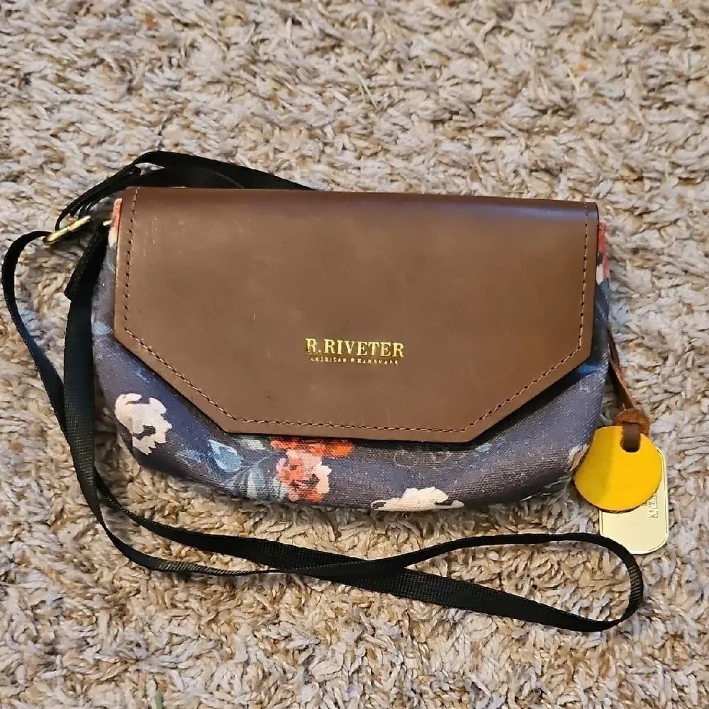 R. Riveter Brown and Blue Floral Patton Crossbody